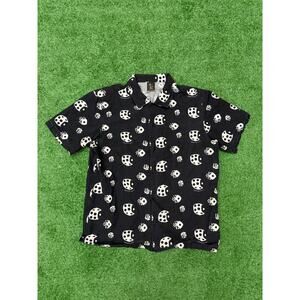 OVO Octobers Very Own Dice Button Up Shirt Navy White Size M